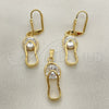 Juego de Arete y Dije de Adulto 10.63.0324 Oro Laminado, con Blanca Zirconia Cubica, Pulido, Tono Dorado