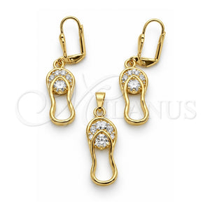 Juego de Arete y Dije de Adulto 10.63.0324 Oro Laminado, con Zirconia Cubica Blanca, Pulido, Tono Dorado