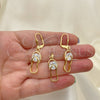 Juego de Arete y Dije de Adulto 10.63.0324 Oro Laminado, con Blanca Zirconia Cubica, Pulido, Tono Dorado