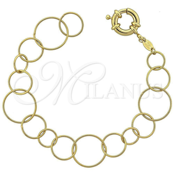 Pulsera Elegante 5.225.002.08 Oro Laminado, Pulido, Tono Dorado (18 MM Thickness, 8 Inches Length)