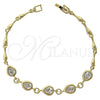 Pulsera Elegante 5.027.006 Oro Laminado, Diseño de Gota, con Blanca Zirconia Cubica, Pulido, Tono Dorado (07 MM Thickness, 7 Inches Length)