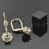 Arete Colgante 5.090.010 Oro Laminado, Diseño de Flor, con Blanca Zirconia Cubica, Diamantado, Tono Dorado