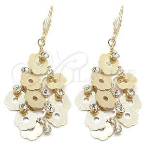 Arete Chandelier 5.080.005 Oro Laminado, Diseño de Flor, con Blanca Zirconia Cubica, Diamantado, Tono Dorado