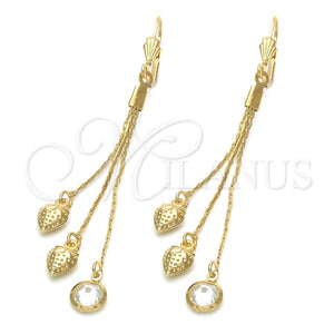 Arete Largo 5.067.008 Oro Laminado, Diseño de Corazón, con Blanca Zirconia Cubica, Pulido, Tono Dorado