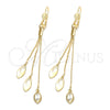 Arete Largo 5.089.003 Oro Laminado, Diseño de Gota, con Blanca Zirconia Cubica, Pulido, Tono Dorado