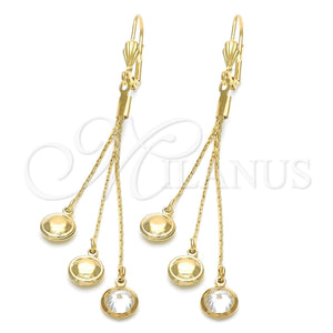Arete Largo 5.080.002 Oro Laminado, con Blanca Zirconia Cubica, Pulido, Tono Dorado