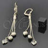 Arete Largo 5.111.011 Oro Laminado, Diseño de Corazón, con Blanca Zirconia Cubica, Pulido, Tono Dorado