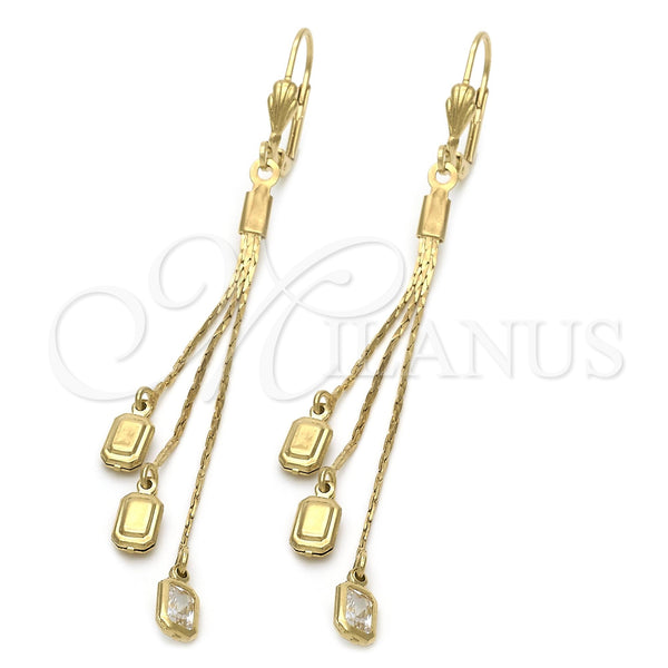 Arete Largo 5.098.002 Oro Laminado, con Blanca Cristal, Pulido, Tono Dorado