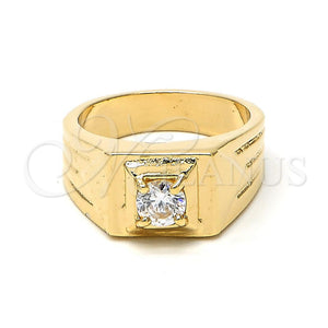 Anillo de Hombre 01.63.0444.06 Oro Laminado, Diseño de Solitario y Solitario, con Blanca Zirconia Cubica, Diamantado, Tono Dorado (Size 6)