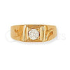 Anillo de Hombre 5.175.029.06 Oro Laminado, Diseño de Solitario, con Blanca Zirconia Cubica, Pulido, Tono Dorado (Size 6)