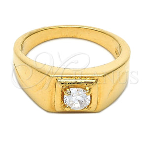 Anillo de Hombre 5.175.029.06 Oro Laminado, Diseño de Solitario, con Blanca Zirconia Cubica, Pulido, Tono Dorado (Size 6)