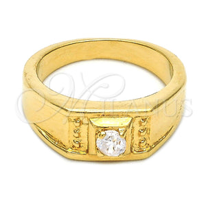 Anillo de Hombre 5.175.022.05 Oro Laminado, Diseño de Solitario, con Blanca Zirconia Cubica, Diamantado, Tono Dorado (Size 5)