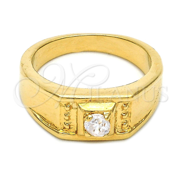 Anillo de Hombre 5.175.022.05 Oro Laminado, Diseño de Solitario, con Blanca Zirconia Cubica, Diamantado, Tono Dorado (Size 5)