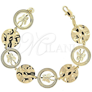 Pulsera Elegante 5.224.005 Oro Laminado, Diseño de Mariposa, Diamantado, Tono Dorado (17 MM Thickness, 7 Inches Length)