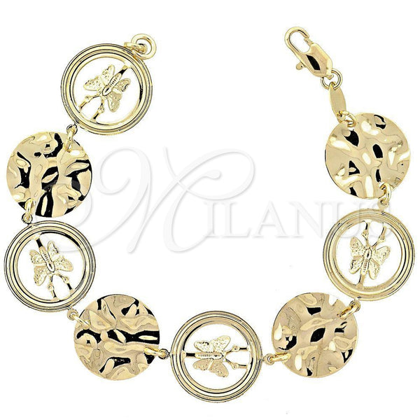 Pulsera Elegante 5.224.005 Oro Laminado, Diseño de Mariposa, Diamantado, Tono Dorado (17 MM Thickness, 7 Inches Length)