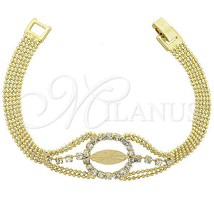 Pulsera Elegante 5.024.001 Oro Laminado, Diseño de Oja, con Blanca Zirconia Cubica, Pulido, Tono Dorado (20 MM Thickness, 7 Inches Length)