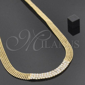 Gargantilla Elegante 012.001.18 Necklace Oro Laminado, con Zirconia Cubica Blanca, Pulido, Tono Dorado (18 Pulgadas de Largo)