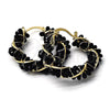 Argolla Pequeña 5.141.007.30 Oro Laminado, Diseño de Torcido, con Negro Cristal, Pulido, Tono Dorado