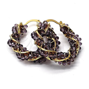Argolla Pequeña 5.141.006.30 Oro Laminado, Diseño de Torcido, con Onix Negro Cristal, Pulido, Tono Dorado