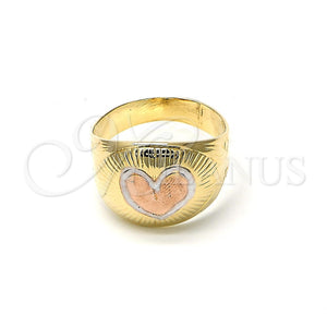 Anillo Elegante 01.21.0026.07 Oro Laminado, Diseño de Corazón y Amor, Diamantado, Dos Tonos (Size 7)