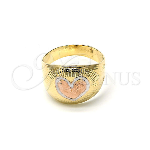 Anillo Elegante 01.21.0026.07 Oro Laminado, Diseño de Corazón y Amor, Diamantado, Dos Tonos (Size 7)
