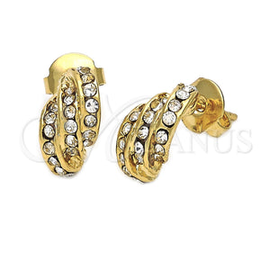 Arete Dormilona 5.127.006 *PROMO* Oro Laminado, con Blanca Cristal, Pulido, Tono Dorado