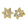 Arete Dormilona 5.127.005 *PROMO* Oro Laminado, Diseño de Estrella y Estrella de Davi, con Blanca Cristal, Pulido, Tono Dorado