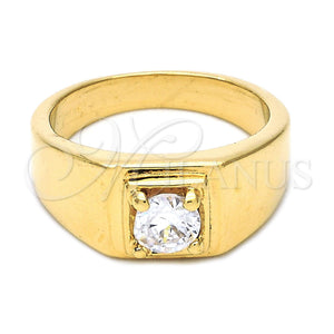 Anillo de Hombre 5.175.024.06 Oro Laminado, Diseño de Solitario, con Blanca Zirconia Cubica, Pulido, Tono Dorado (Size 6)