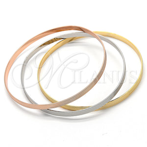 Aro Trio 5.233.004 Oro Laminado, Diamantado, Tres Tonos (04 MM Thickness, Size 6 (2.75 Diameter))