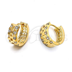 Argolla Huggie 5.132.013 Oro Laminado, con Blanca Zirconia Cubica, Pulido, Tono Dorado