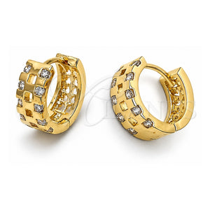Argolla Huggie 5.132.013 Oro Laminado, con Blanca Zirconia Cubica, Pulido, Tono Dorado