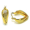 Argolla Pequeña 5.142.015 Oro Laminado, Diseño de Torcido, Pulido, Tono Dorado