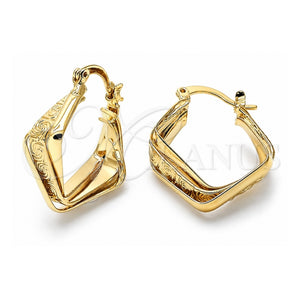 Argolla Pequeña 5.155.009 Oro Laminado, Diseño de Torcido y Espiral, Mate, Tono Dorado