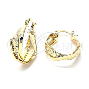 Argolla Pequeña 5.155.017 Oro Laminado, Diseño de Torcido, Diamantado, Tono Dorado