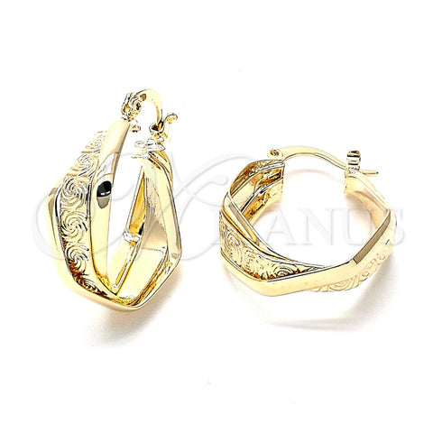 Argolla Pequeña 5.155.017 Oro Laminado, Diseño de Torcido, Diamantado, Tono Dorado