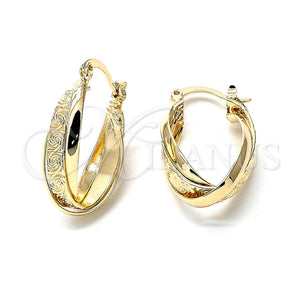 Argolla Pequeña 5.155.029 Oro Laminado, Diseño de Torcido y Espiral, Diamantado, Tono Dorado