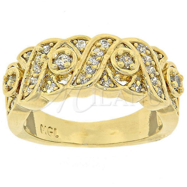 Anillo Multi Piedra 5.166.010.06 Oro Laminado, Diseño de Besos y Abrazos, con Blanca Zirconia Cubica, Pulido, Tono Dorado (Size 6)