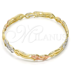 Aro Individual 5.231.005.05 Oro Laminado, Diseño de Flor, Diamantado, Tres Tonos (08 MM Thickness, Size 5 (2.50 Diameter))