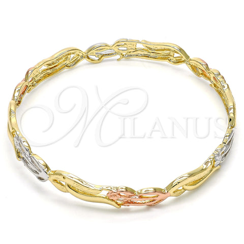 Aro Individual 5.231.005.05 Oro Laminado, Diseño de Flor, Diamantado, Tres Tonos (08 MM Thickness, Size 5 (2.50 Diameter))