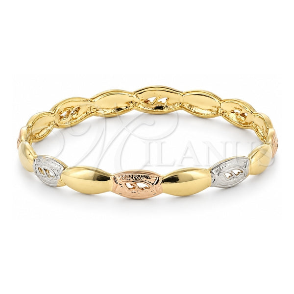 Aro Individual 5.231.006 Oro Laminado, Diamantado, Tres Tonos (Grosor 07 MM, Talla 5 (2,50 de Diámetro))