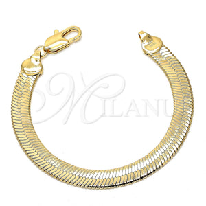 Pulsera Básica 03.63.0641 Oro Laminado, Diseño de Cola de Raton, Pulido, Tono Dorado (09 MM Thickness, 8 Inches Length)