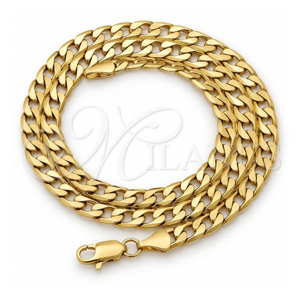 Gargantilla Basica 5.222.004.18 Oro Laminado, Diseño de Cubana, Pulido, Tono Dorado (Calibre 140, Grosor 05.2 MM, 18 Pulgadas de Largo)
