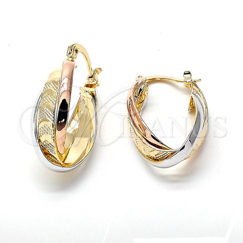 Argolla Mediana 5.156.005 Oro Laminado, Diamantado, Tres Tonos