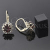 Arete Gancho Frances 5.125.008 Oro Laminado, con Granate and Blanca Cristal, Pulido, Tono Dorado