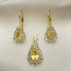 Juego de Arete y Dije de Adulto 5.056.014 Oro Laminado, con Blanca Zirconia Cubica, Pulido, Tono Dorado