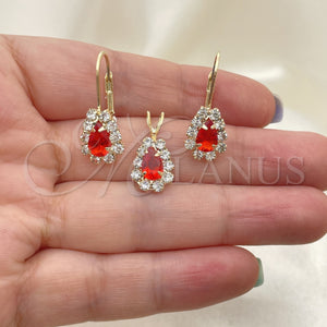 Juego de Arete y Dije de Adulto 5.056.016 Oro Laminado, con Blanca Zirconia Cubica, Pulido, Tono Dorado