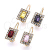 Arete Gancho Frances 5.125.022 Oro Laminado, con Amatista and Blanca Cristal, Pulido, Tono Dorado