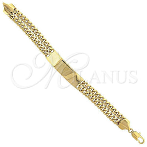 Pulsera con Placa 5.227.002 Oro Laminado, Diseño de Cubana, Pulido, Tono Dorado (160 Gauge, 9 Inches Length)