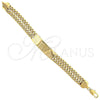 Pulsera con Placa 5.227.002 Oro Laminado, Diseño de Cubana, Pulido, Tono Dorado (160 Gauge, 9 Inches Length)