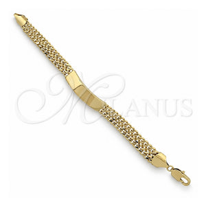 Pulsera con Placa 5.227.003 Oro Laminado, Diseño de Cubana, Pulido, Tono Dorado (Calibre 140, 8 Pulgadas de Largo)
